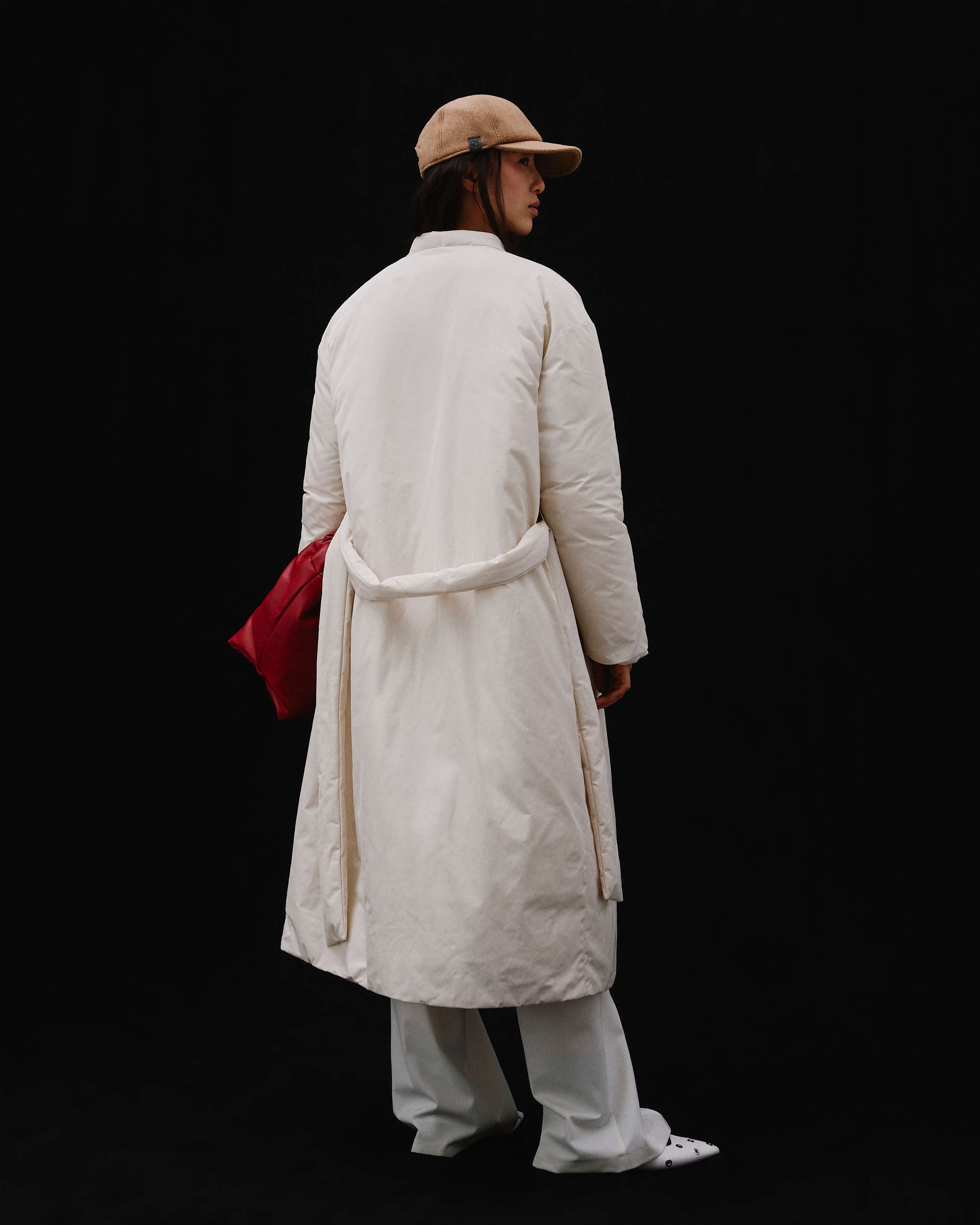Long Down Jacket With Shawl Neck