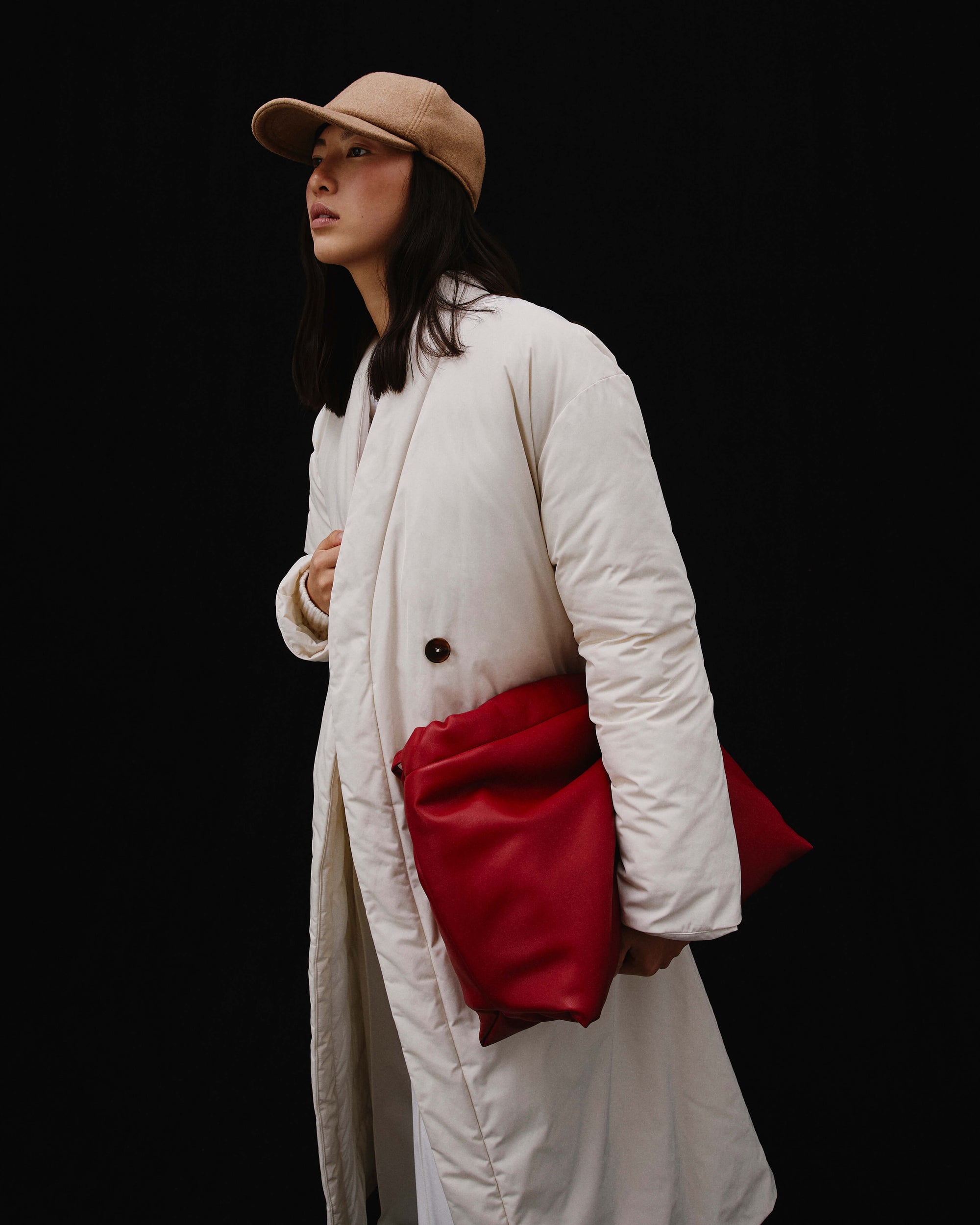 Long Down Jacket With Shawl Neck