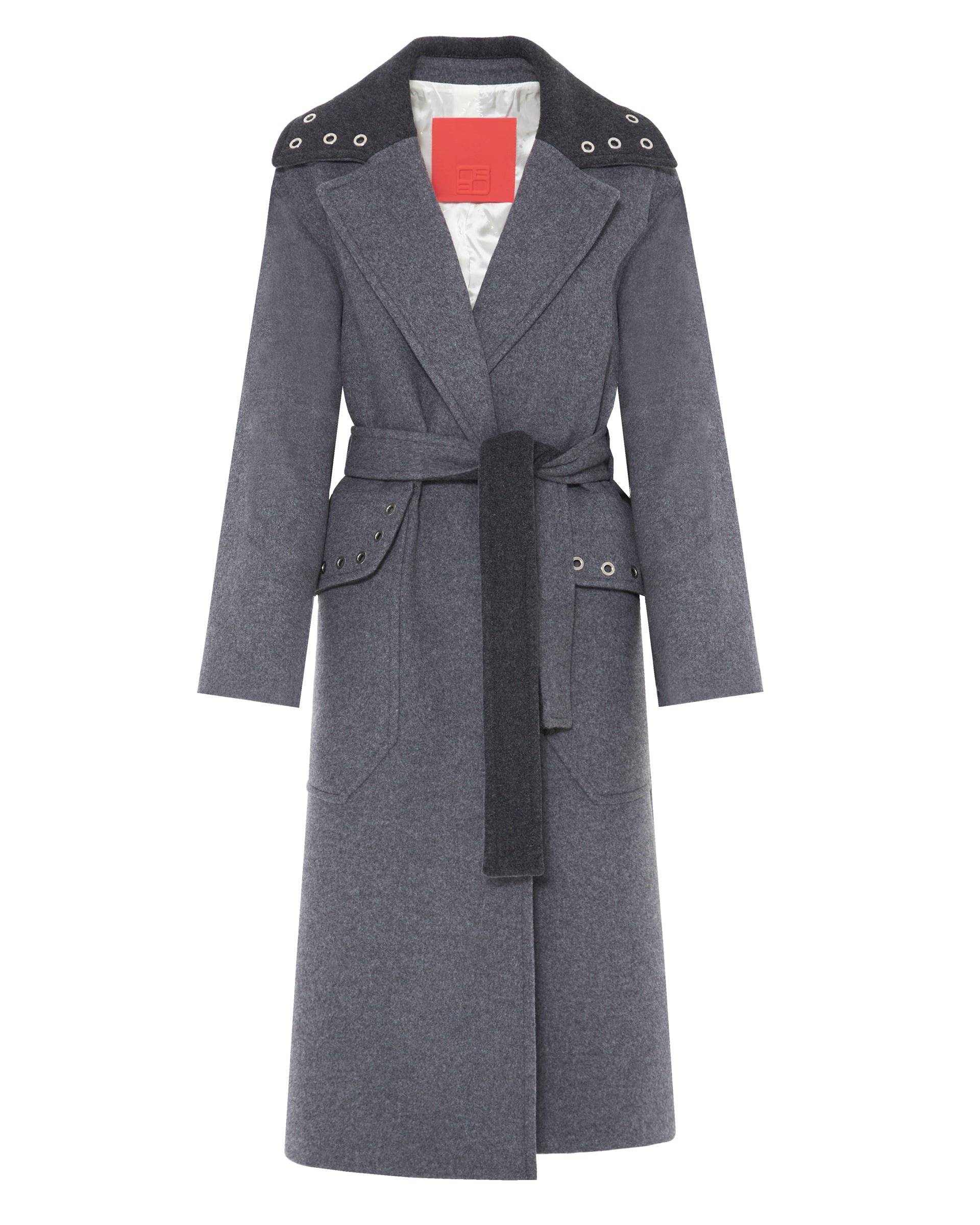 Wool Coat With Maxi Pockets And Metal Eyelets