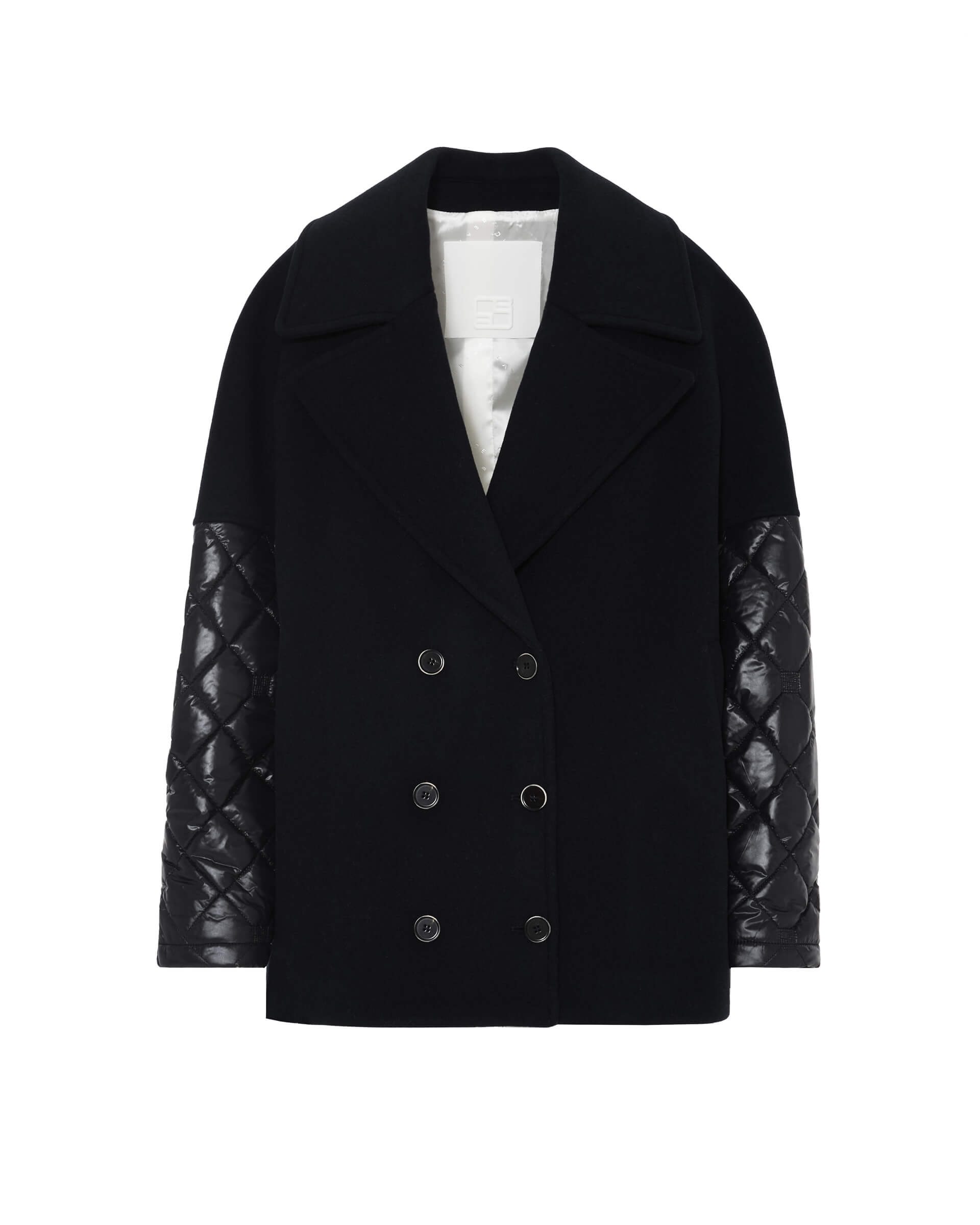 Pea Coat With Quilted Inserts