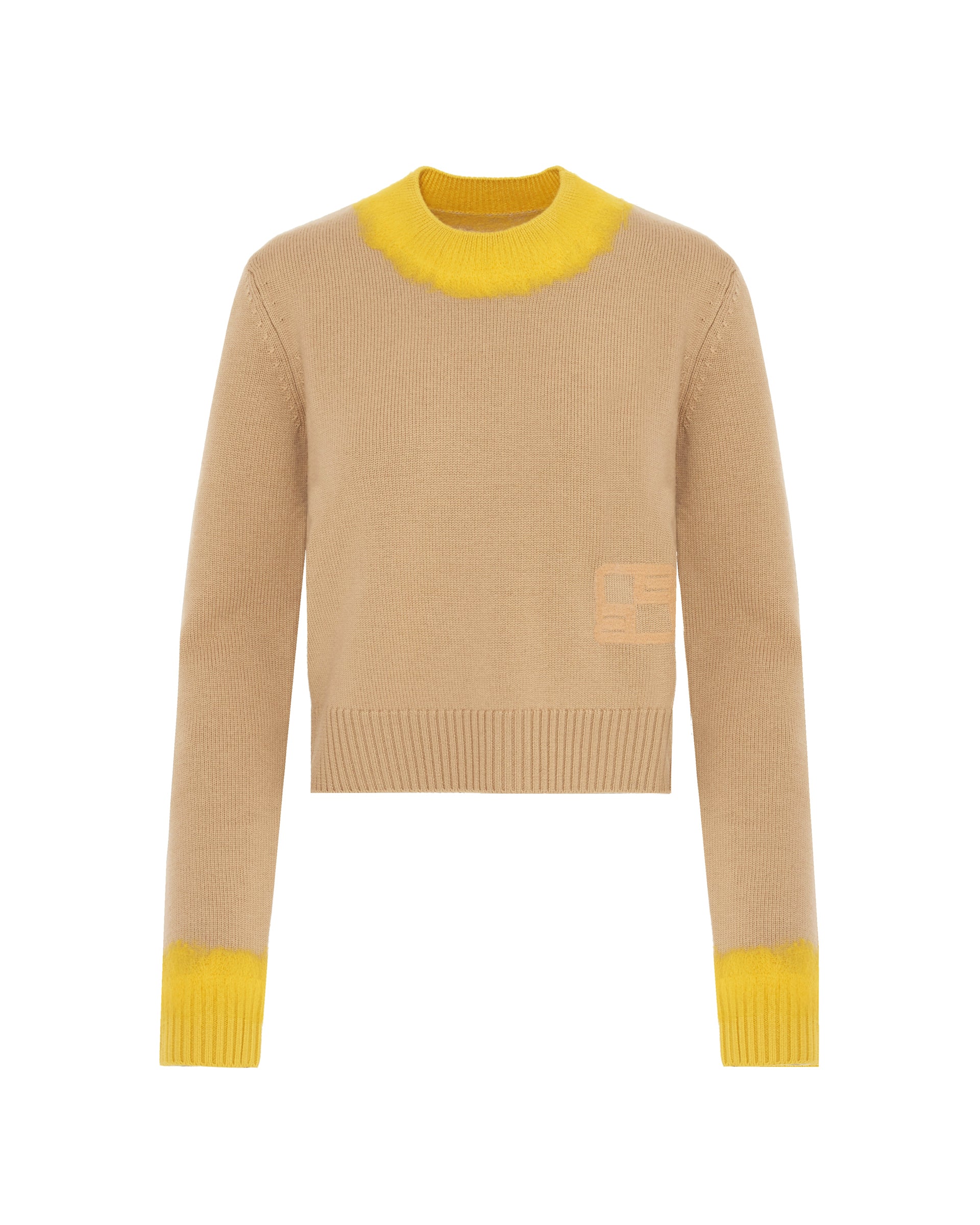 Two-Tone Pullover With Handmade Needling