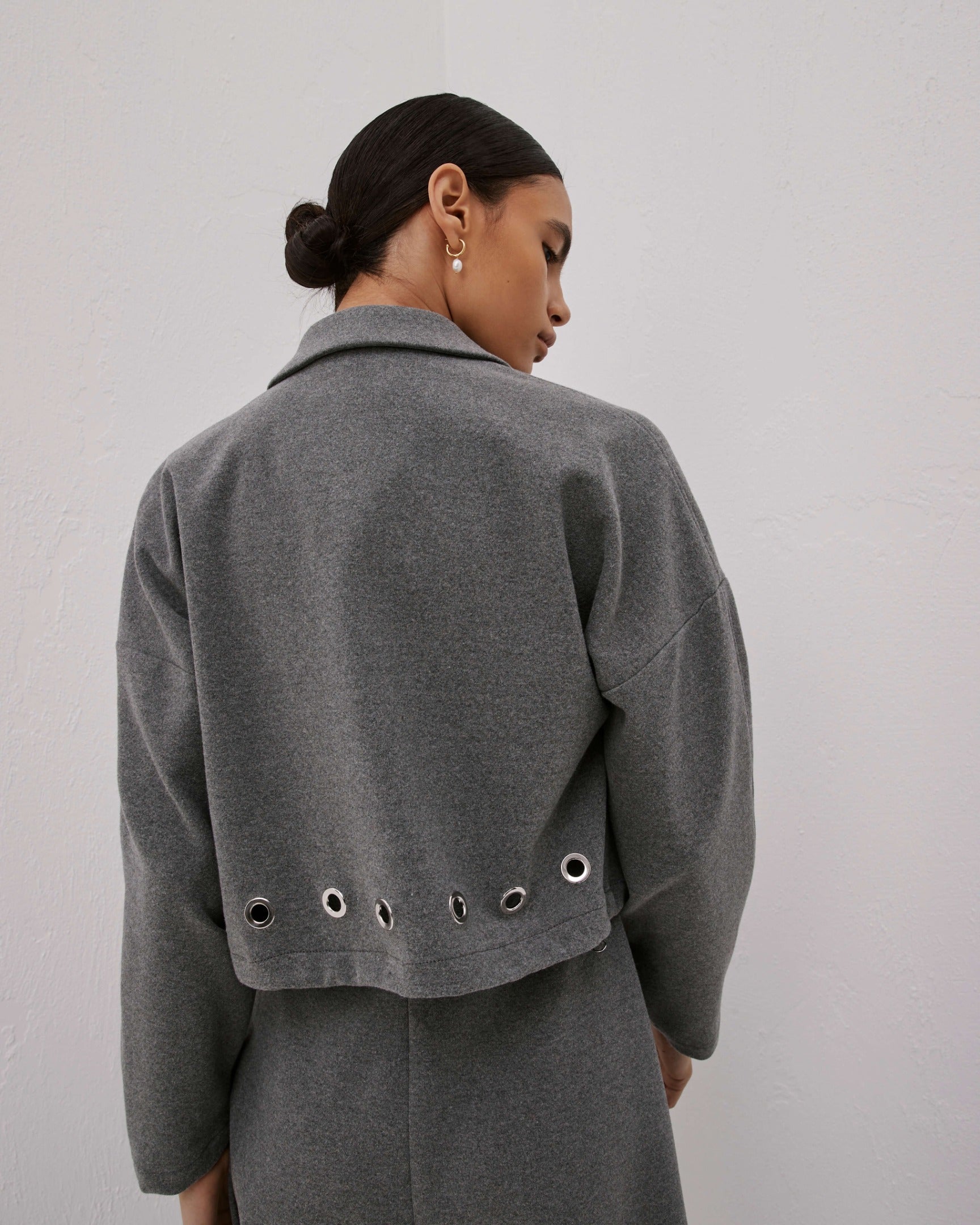 Bomber Jacket With Metal Eyelets