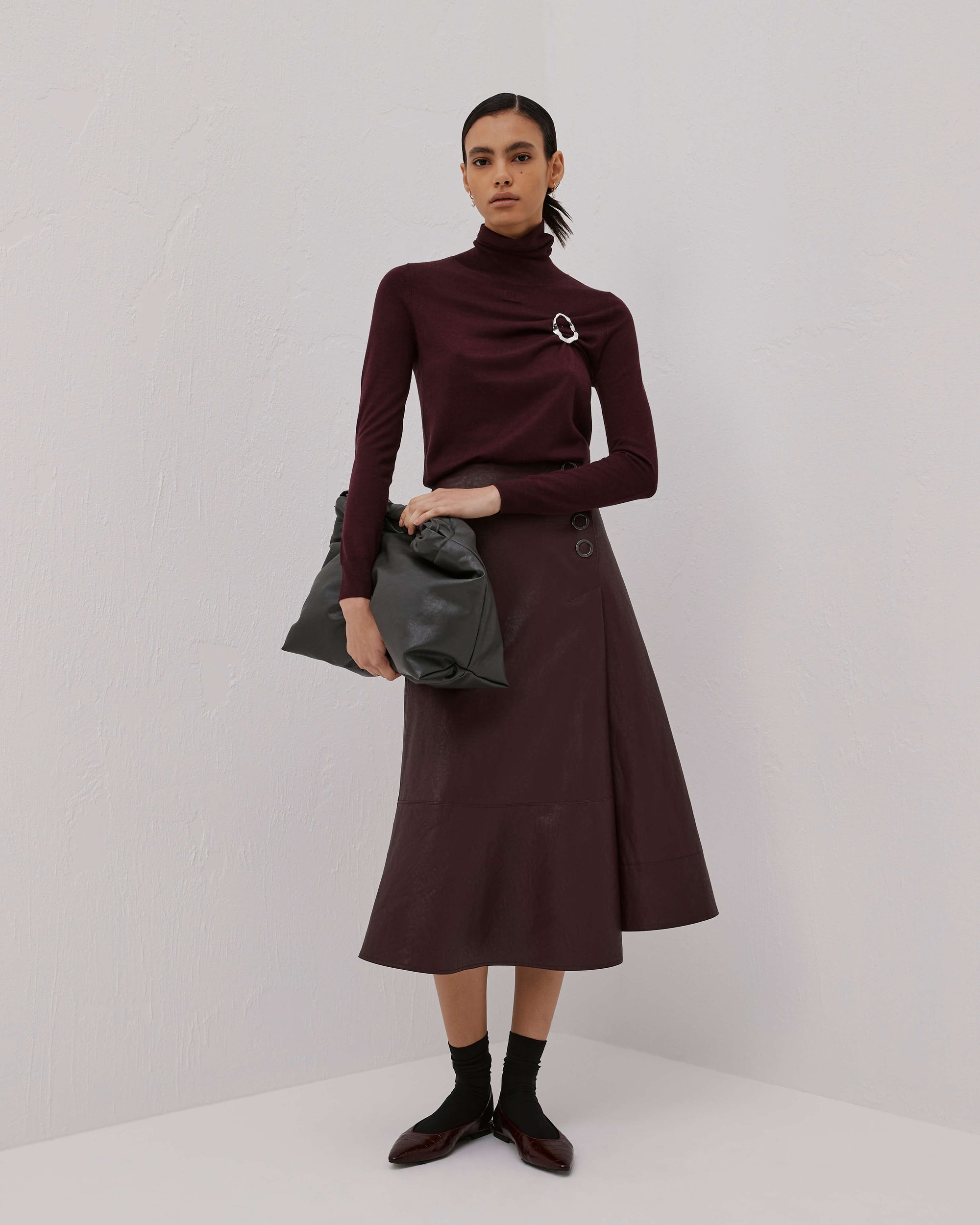 Flared Skirt Of Ecoleather