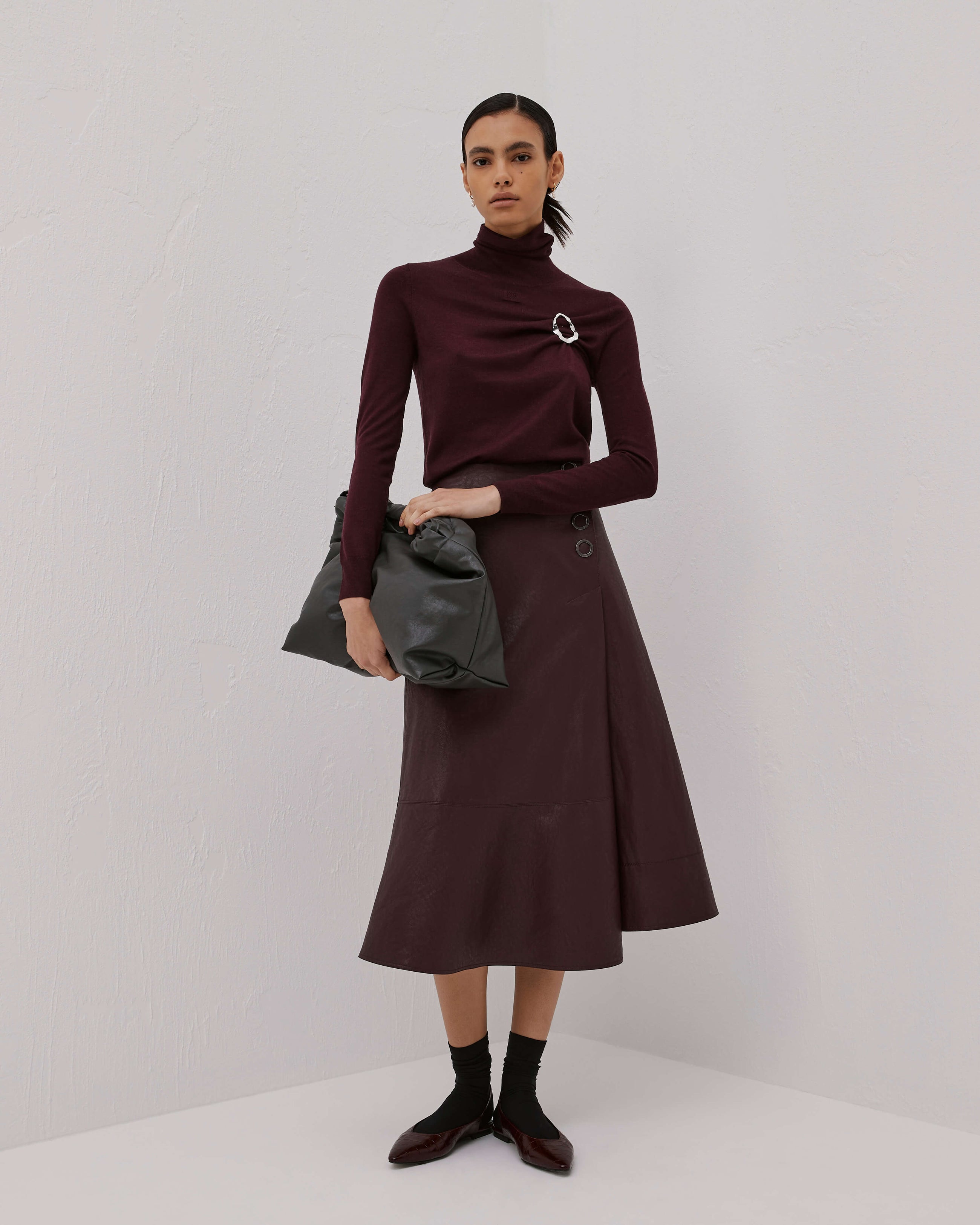Flared Skirt Of Ecoleather