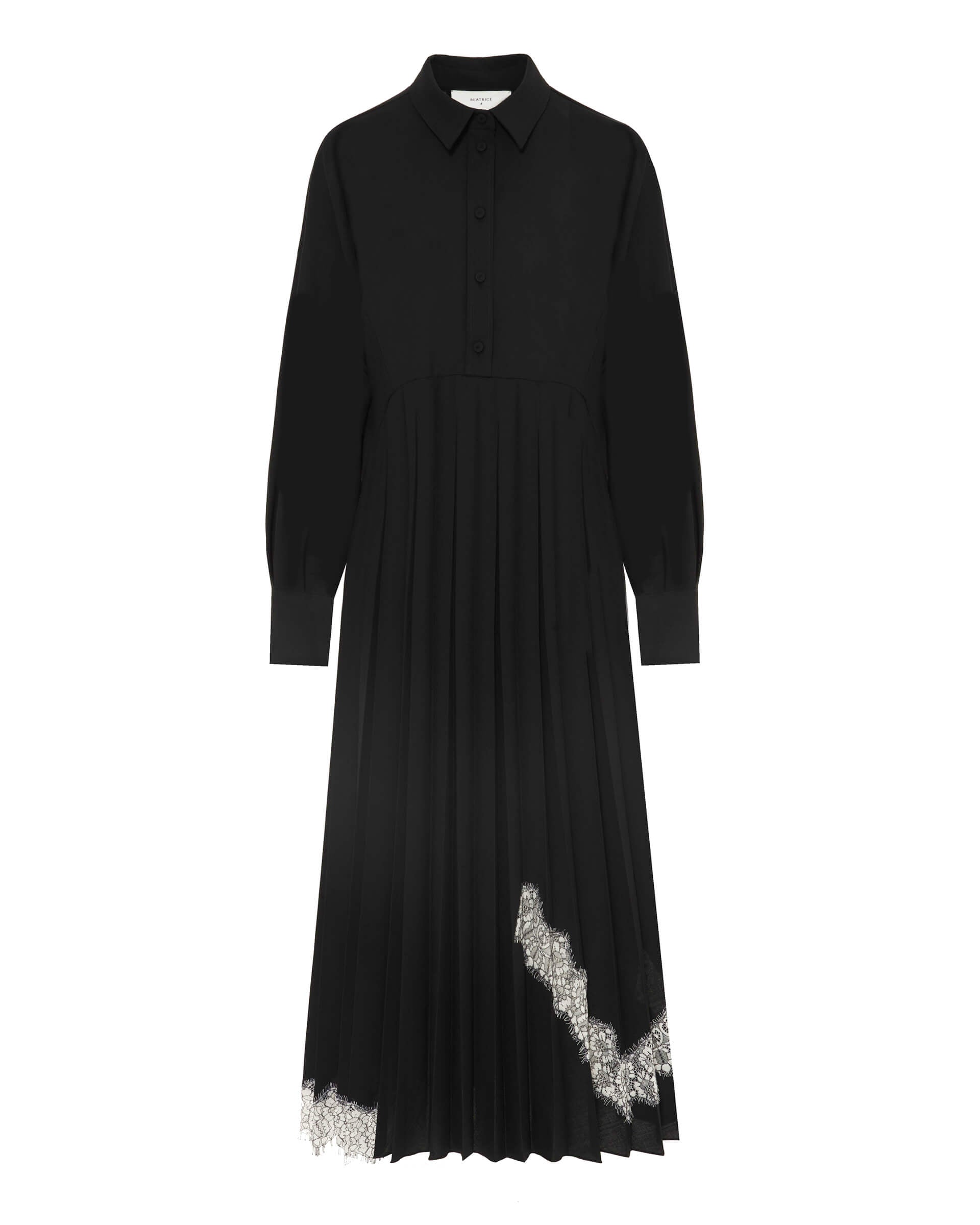 Pleated Dress With Lace Inserts