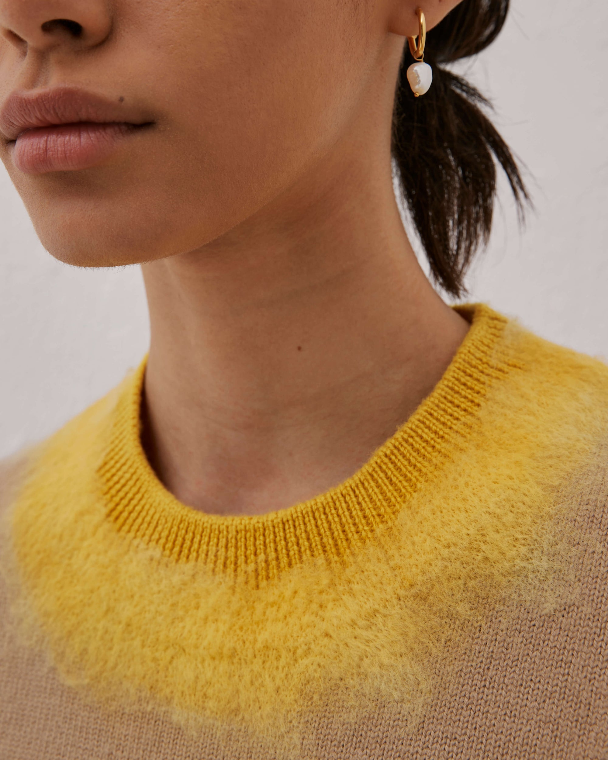 Two-Tone Pullover With Handmade Needling
