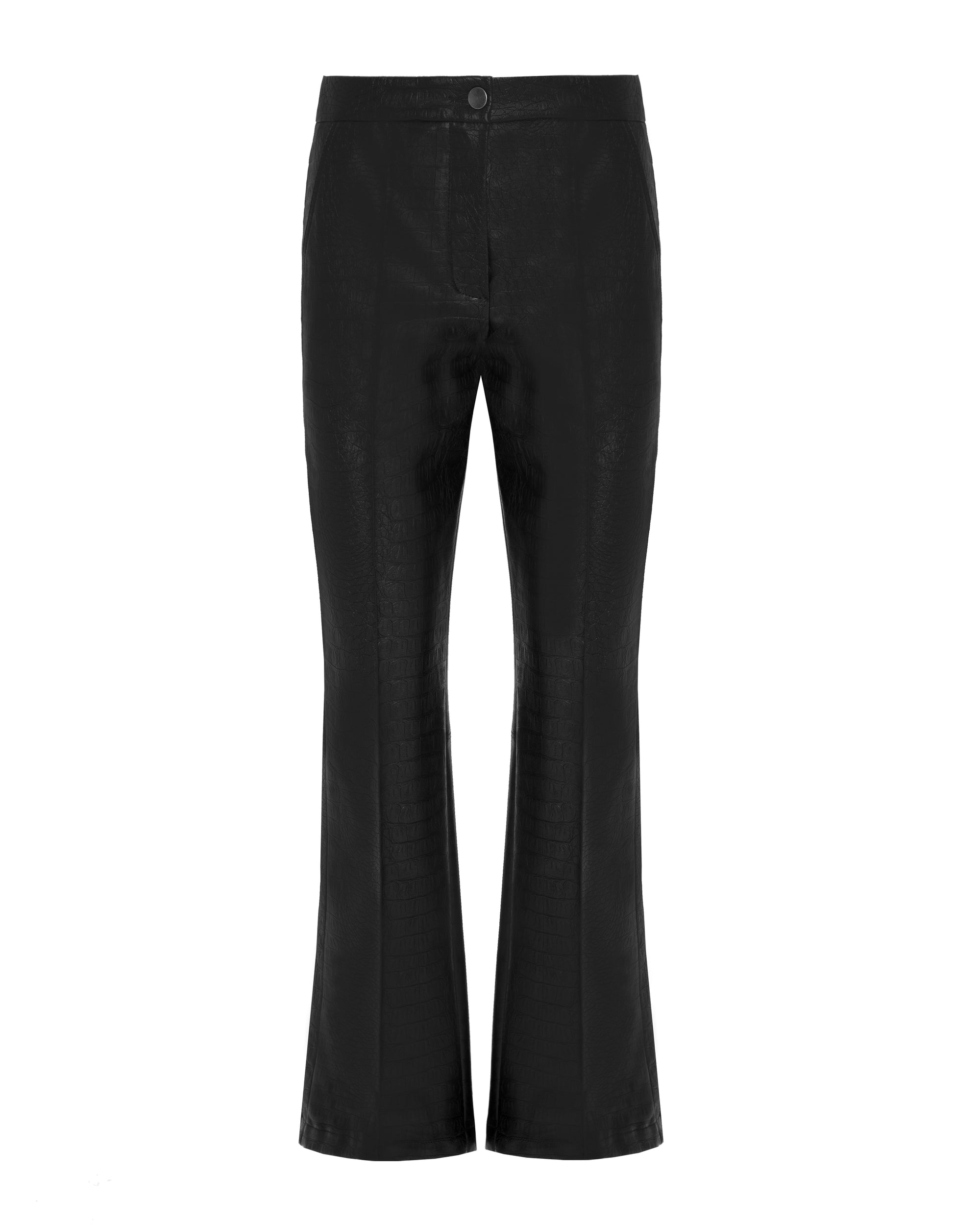 PANTS WITH COCONUT ECO-LEATHER RIBBING