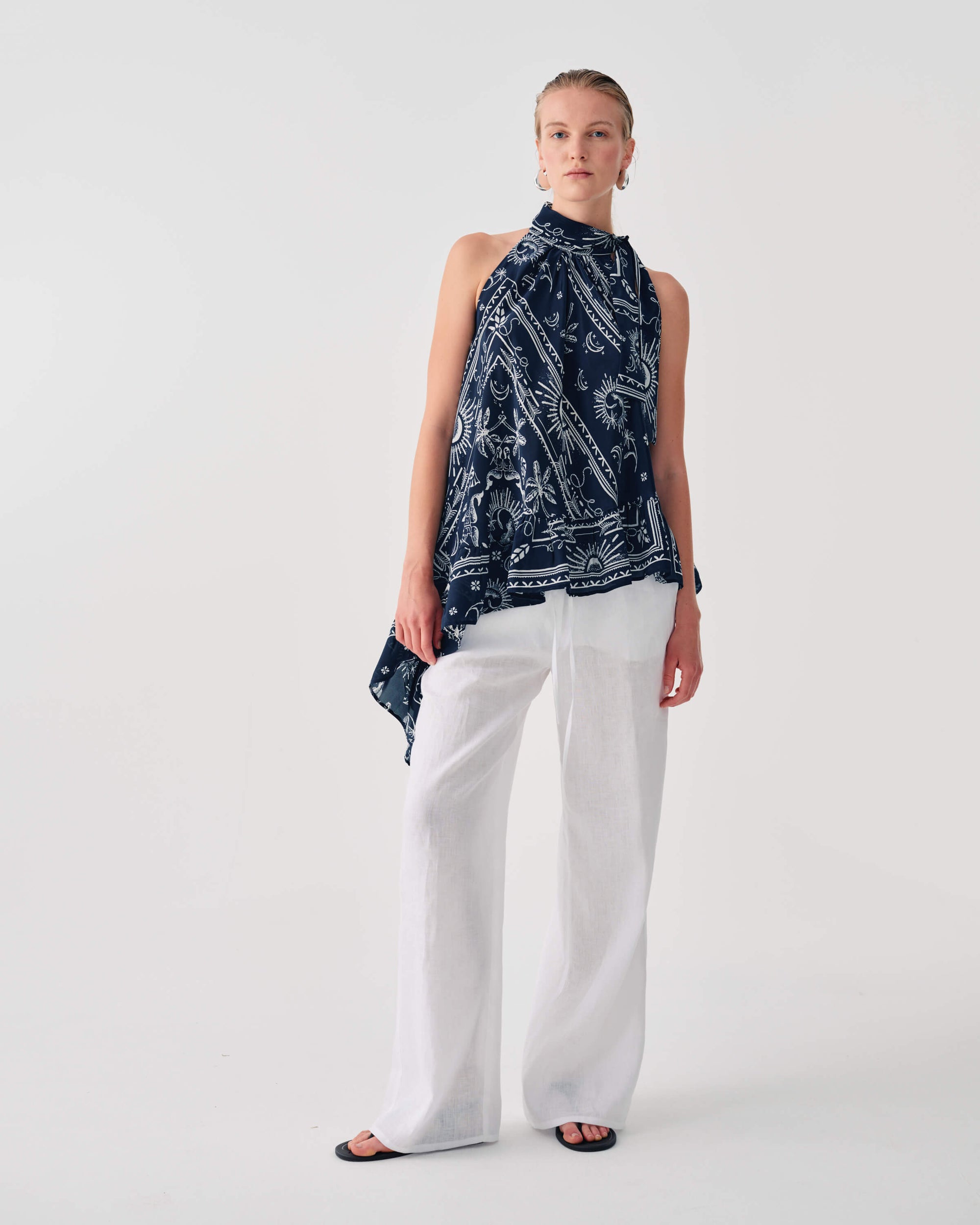 PANTALONI PALAZZO IN LINO