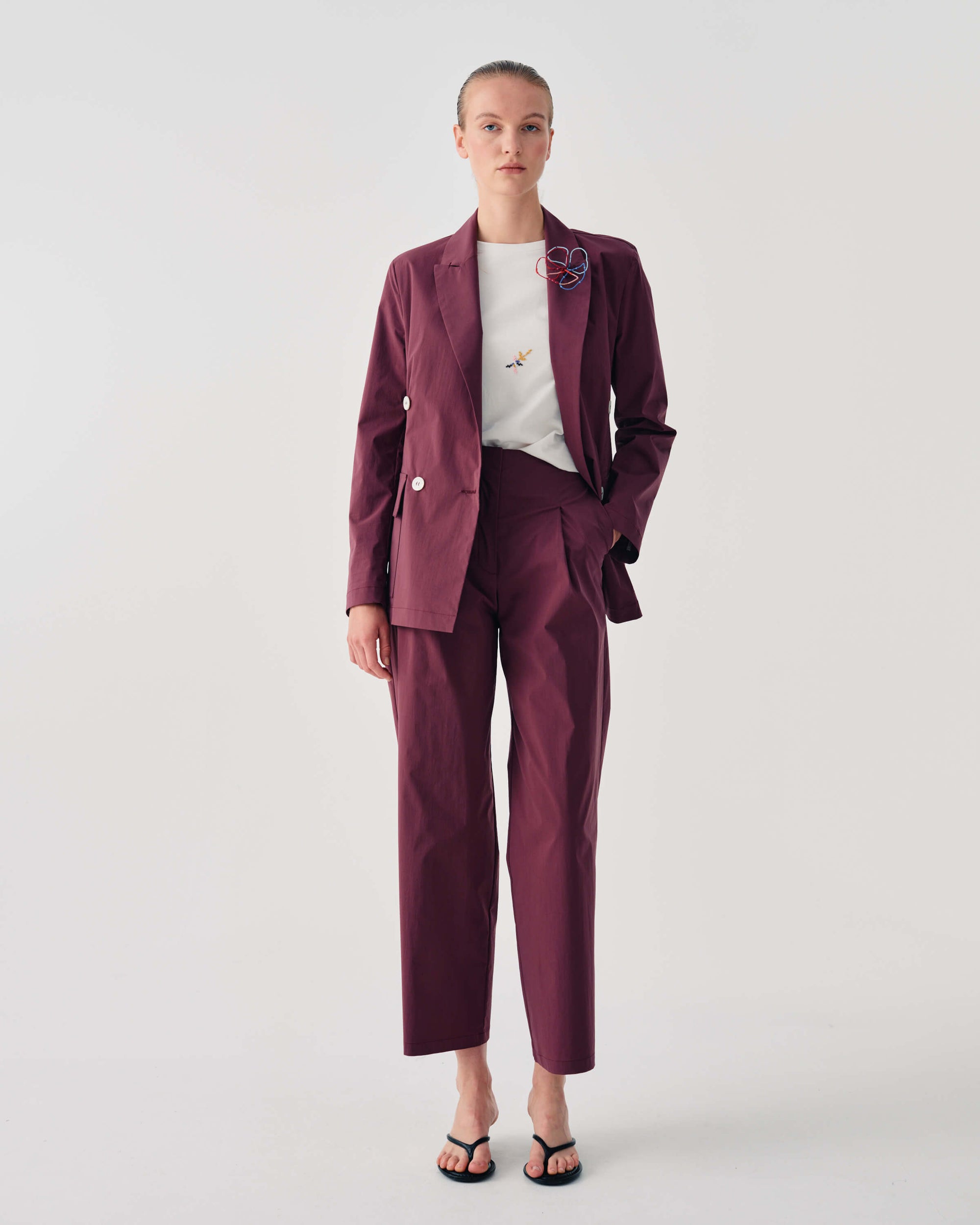 PLEATED ANKLE-LENGTH PANTS