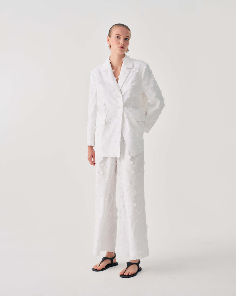 FLORAL EMBROIDERED LACE TROUSERS