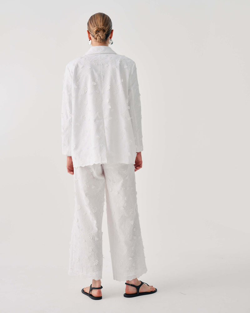 FLORAL EMBROIDERED LACE TROUSERS