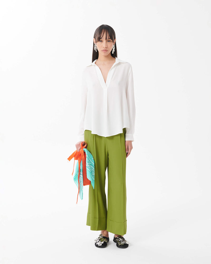 Cropped Trousers in Crepe Silk Blend