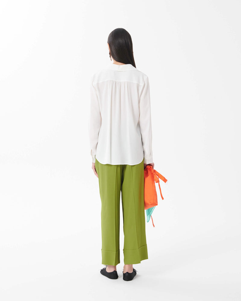 Cropped Trousers in Crepe Silk Blend