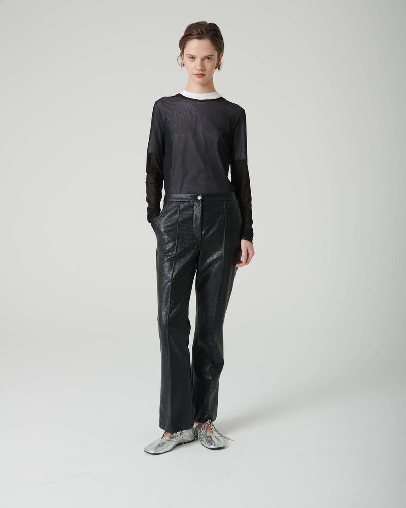 PANTS WITH COCONUT ECO-LEATHER RIBBING