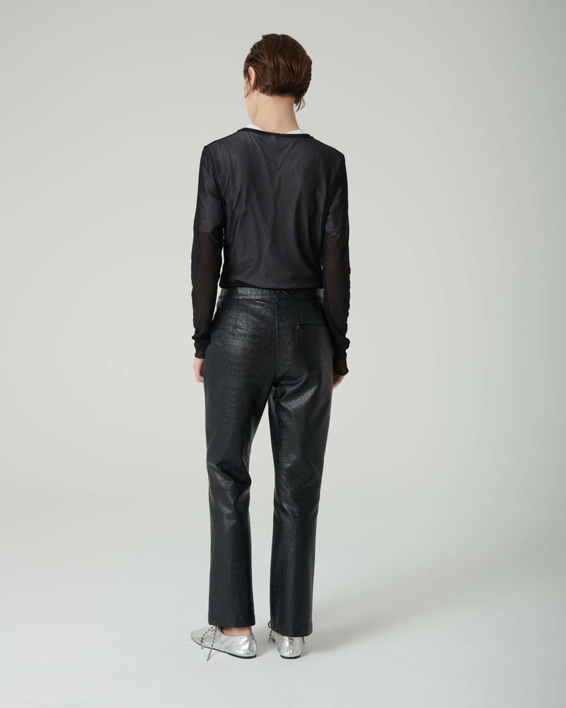 PANTS WITH COCONUT ECO-LEATHER RIBBING