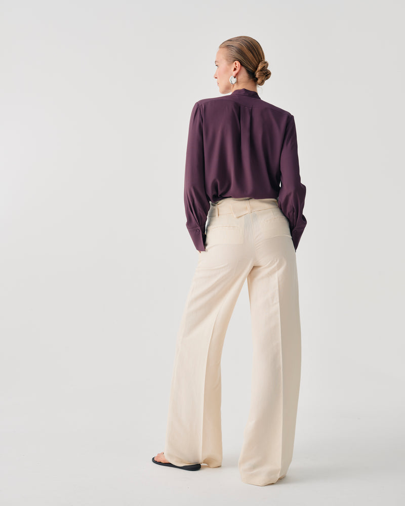 CREPE SHIRT WITH BOW AND LACE DETAIL