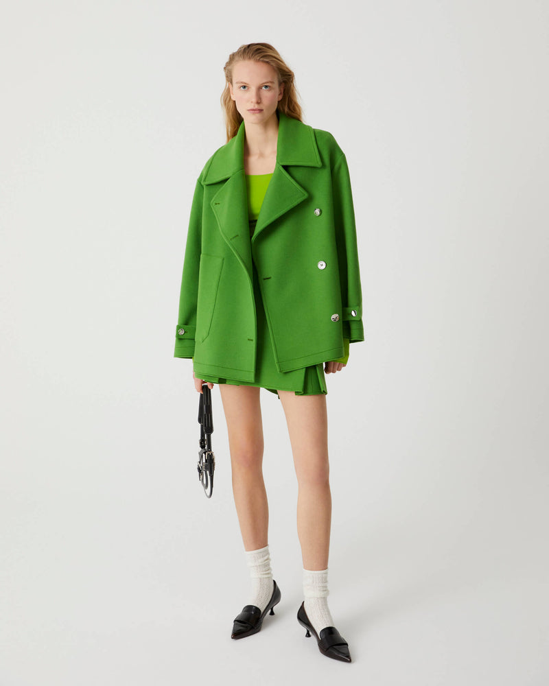 green oversized cloth peacoat