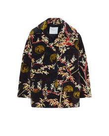 padded and printed velvet coat