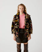 padded and printed velvet coat