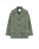 short jacquard wool peacoat