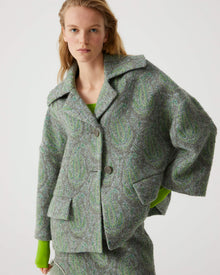 short jacquard wool peacoat