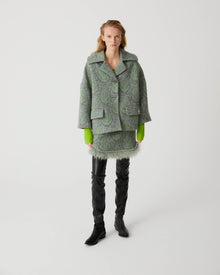 short jacquard wool peacoat