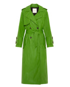 green eco-leather trench coat