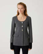 slim jacket with round collar