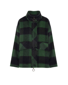 oversized checked wool peacoat