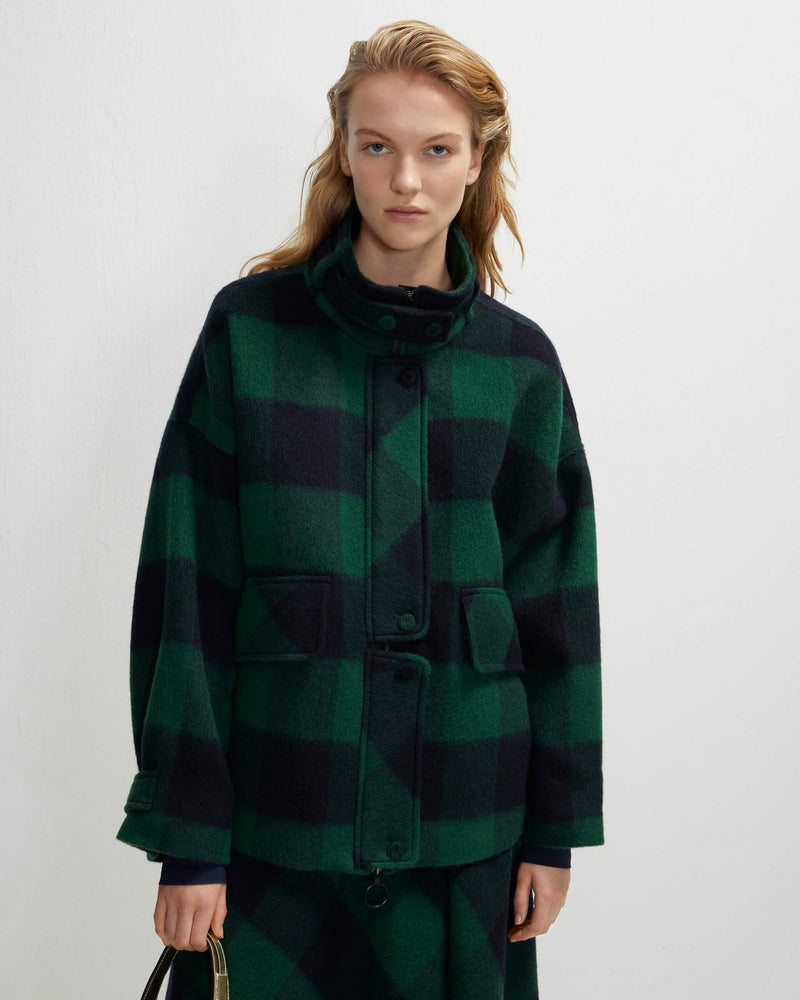 beatrice b oversized checked wool peacoat+23FA3901LONDON_590