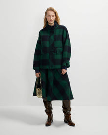 oversized checked wool peacoat