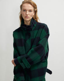 oversized checked wool peacoat