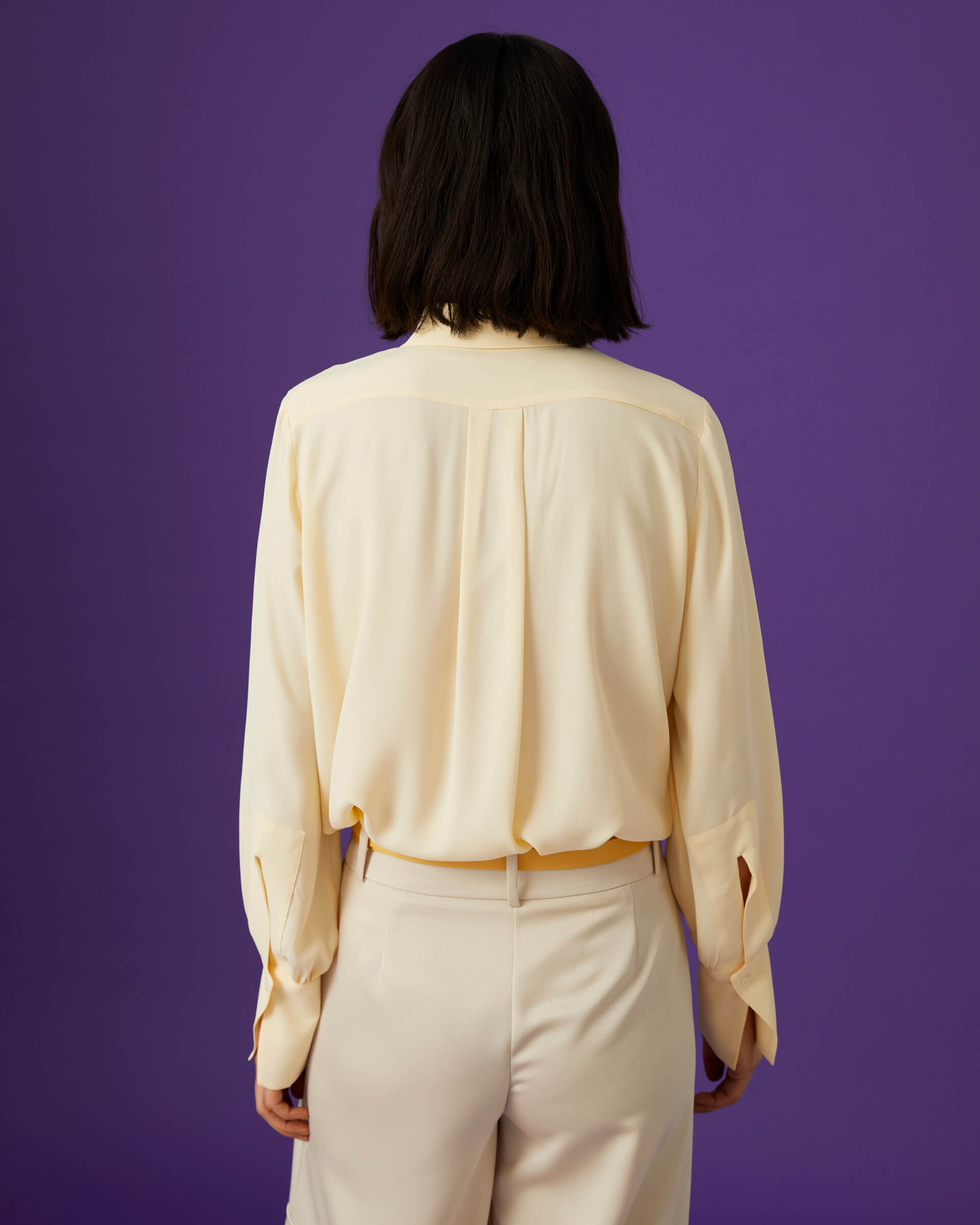 yellow blended silk shirt