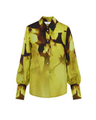 silk shirt in blurred print