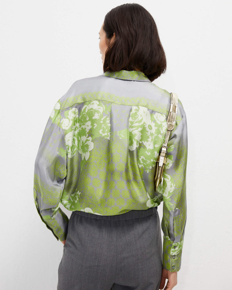 oversized silk shirt in garden print