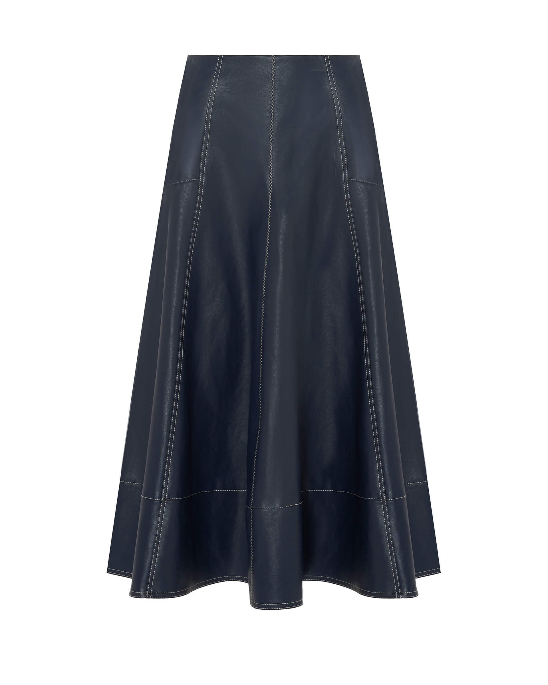 blue round eco-leather skirt