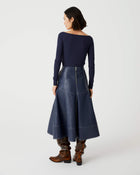 blue round eco-leather skirt