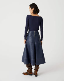 blue round eco-leather skirt