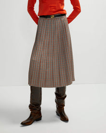 gored checked skirt