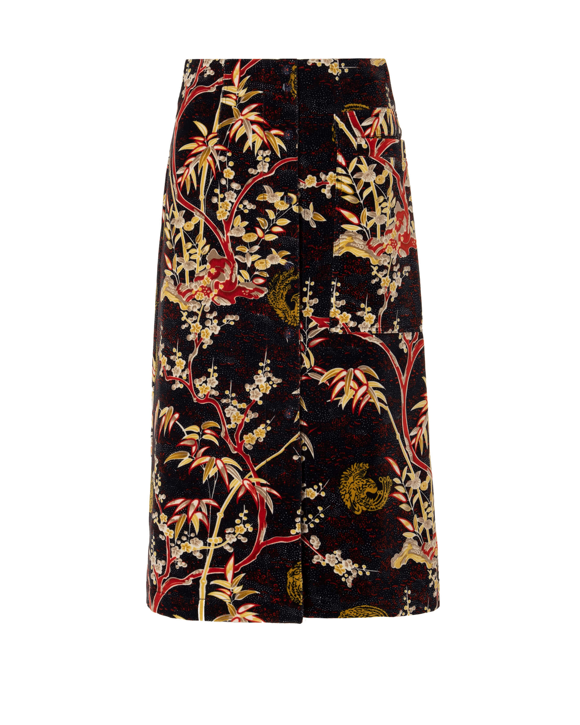 midi printed velvet skirt