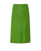 green eco-leather skirt with maxi pockets