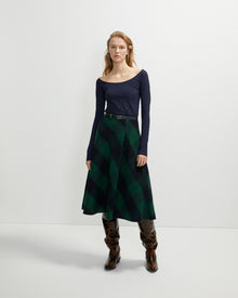 round checked wool skirt