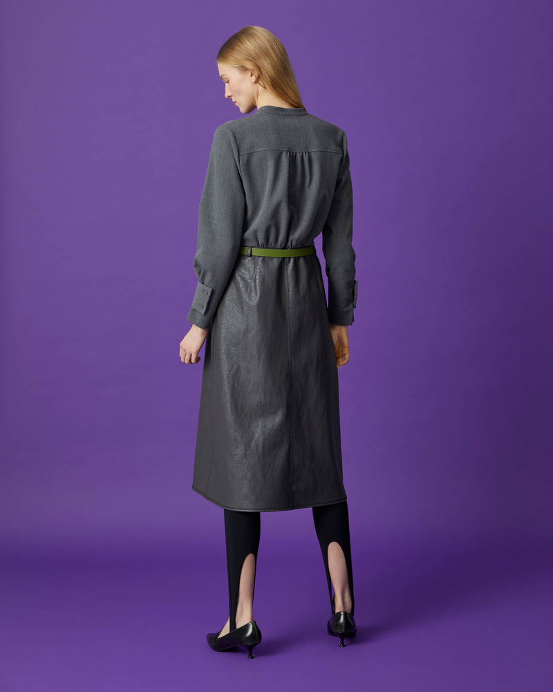 dress with eco-leather skirt