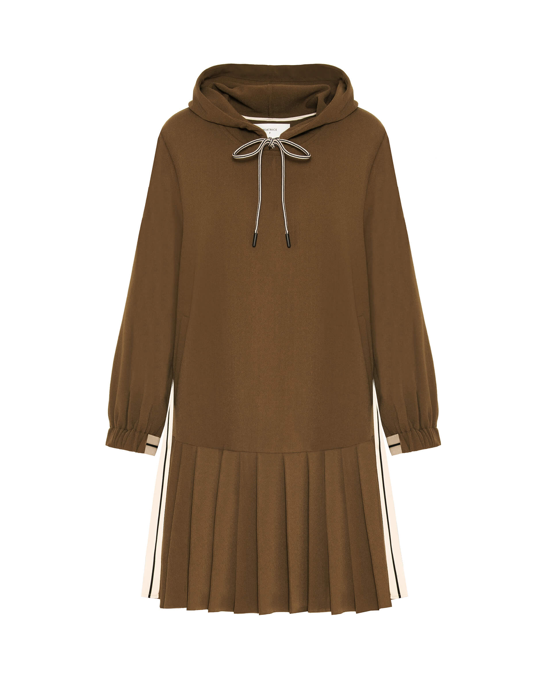 pleated dress with hood