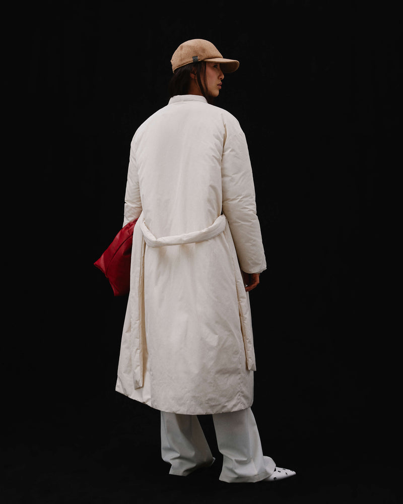 Long Down Jacket With Shawl Neck