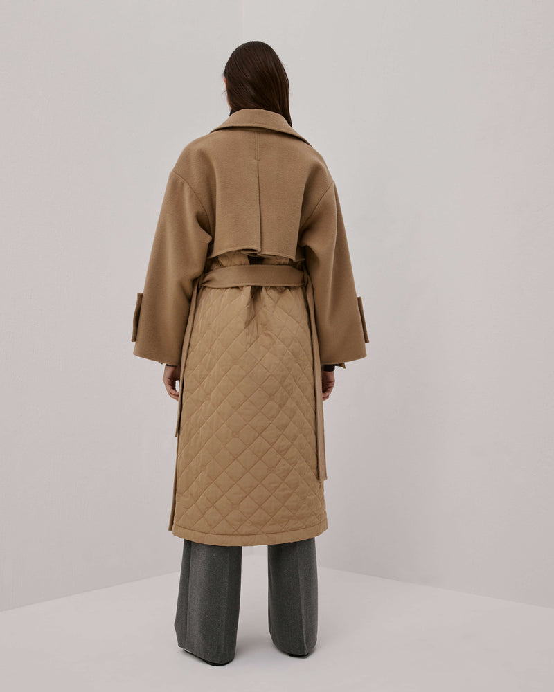 Trench Coat In Double Fabric And Quilt