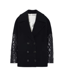 Pea Coat With Quilted Inserts