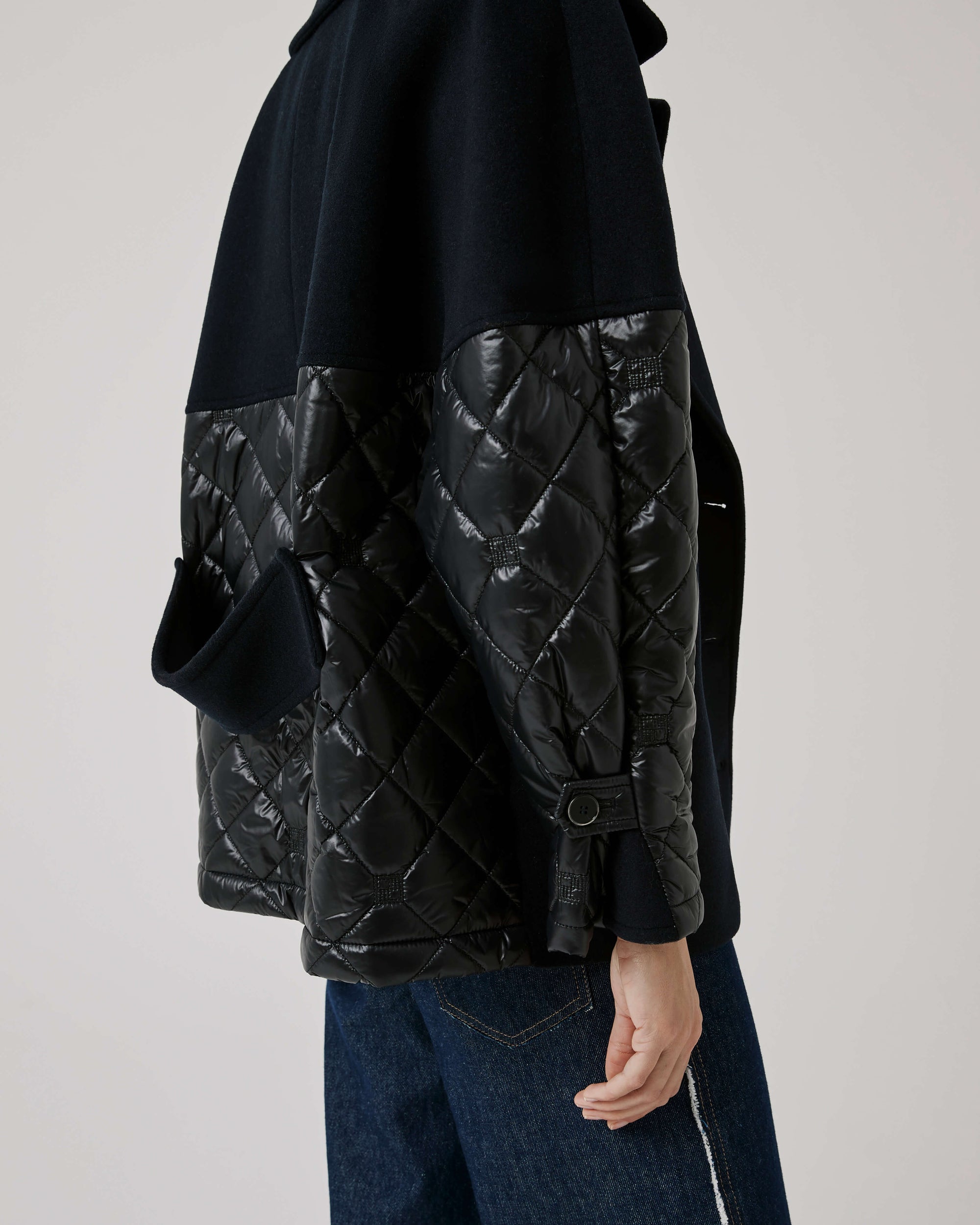 Pea Coat With Quilted Inserts