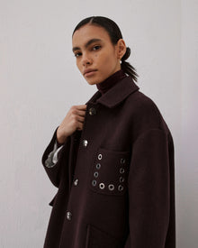 Short Coat With Pocket With Metal Eyelets