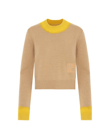 Two-Tone Pullover With Handmade Needling